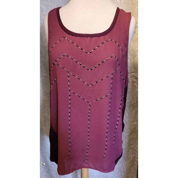 F15 Maurice's long dressy tank top with rhinestones and stud pattern - Picture 1 of 8